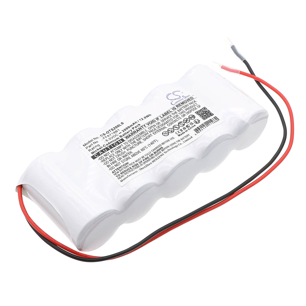 6.0V, Ni-CD, 2000mAh, Batterie d'éclairage de secours compatible avec Otis, Ffa718b1, 2000, Alimentation de secours Ecu 2, 12.0Wh Éclairage de secours Cameron Sino Technology Limited