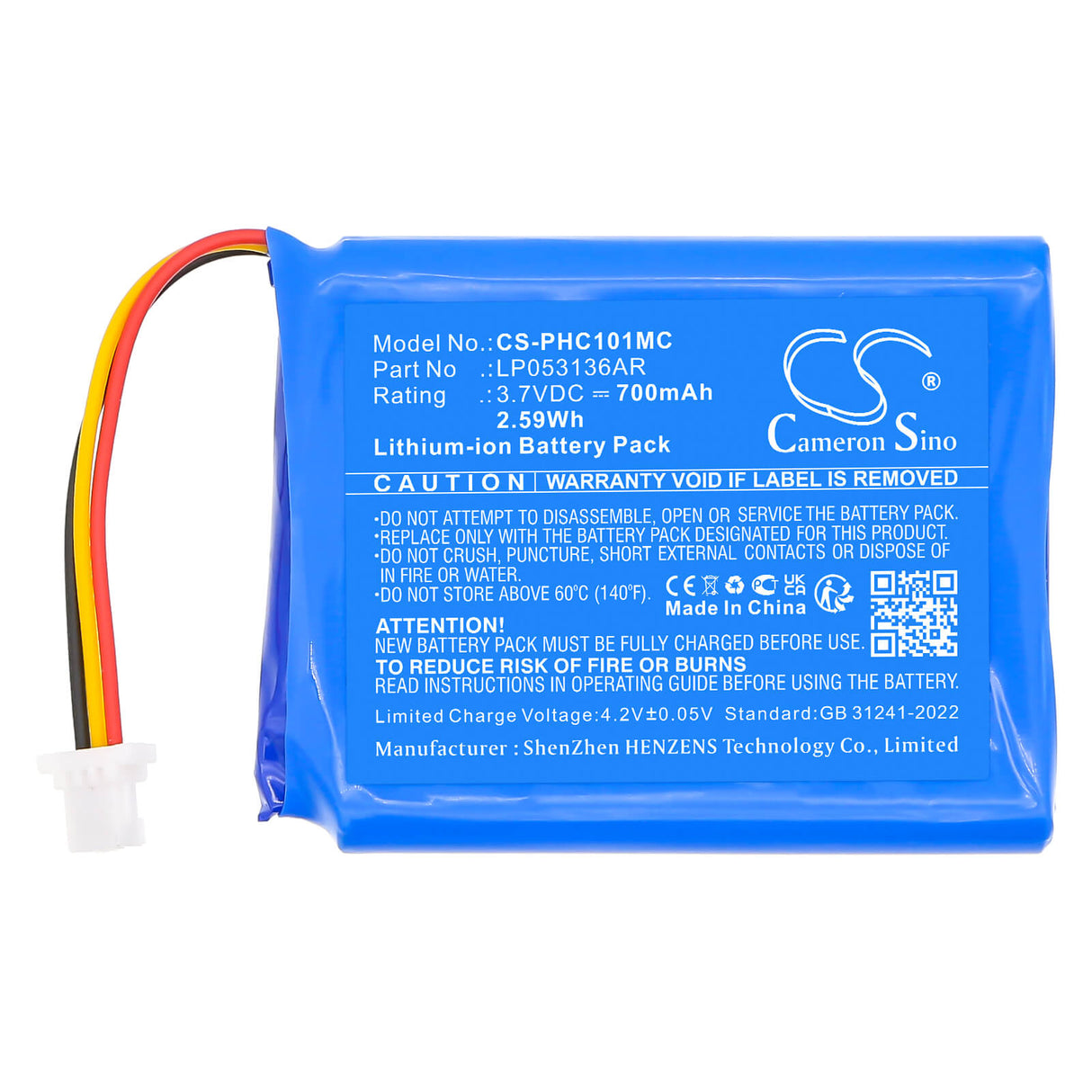 3.7V, Li-ion, 700mAh, Batterie d'appareil photo compatible avec Philips, LP053136AR, ESee CAM101BL/00, 2.59Wh Appareil photo Cameron Sino Technology Limited