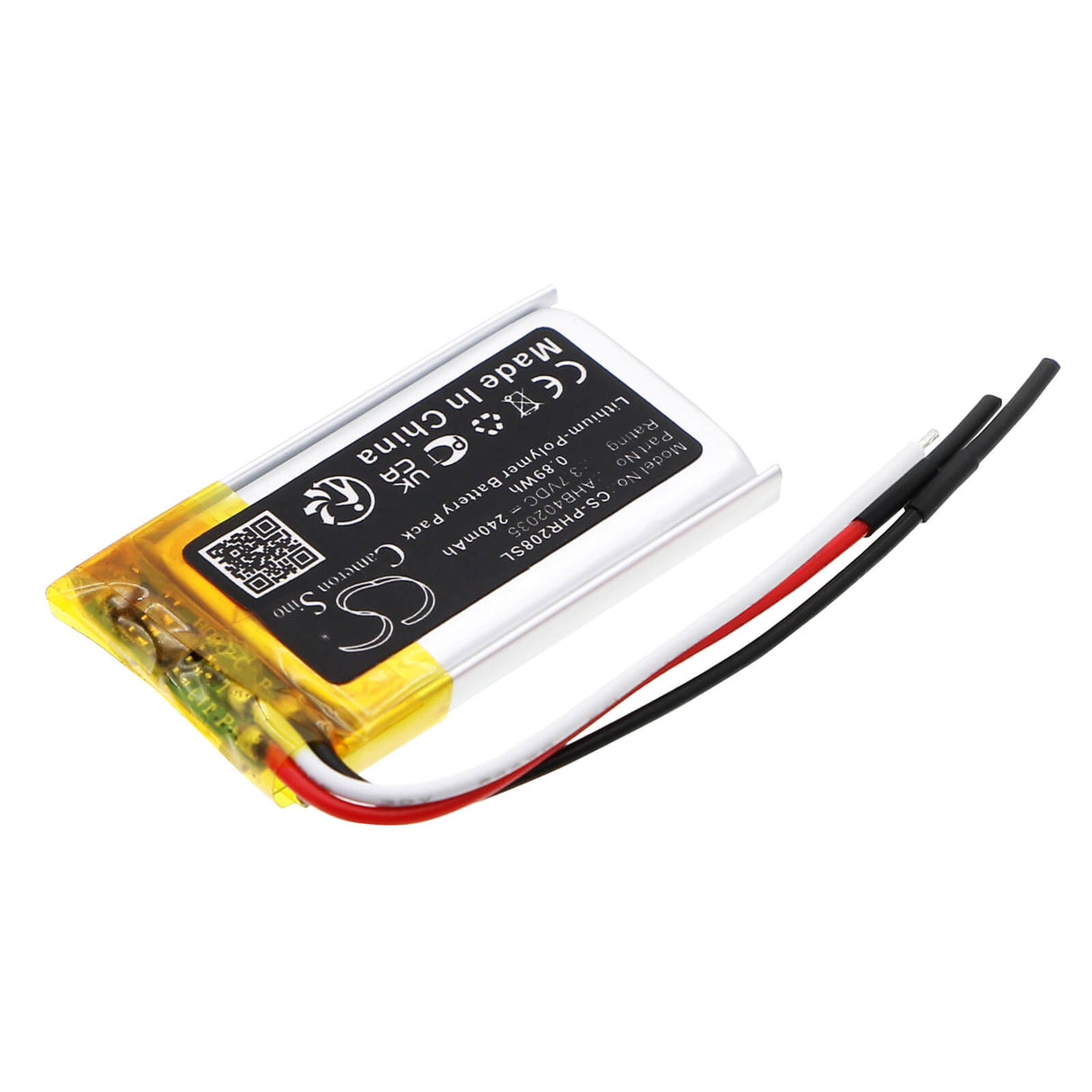 3,7V, Li-Polymer, 240mAh, batterie Dashcam compatible Philips, Cvr208, 0,89Wh Dashcam Cameron Sino Technology Limited