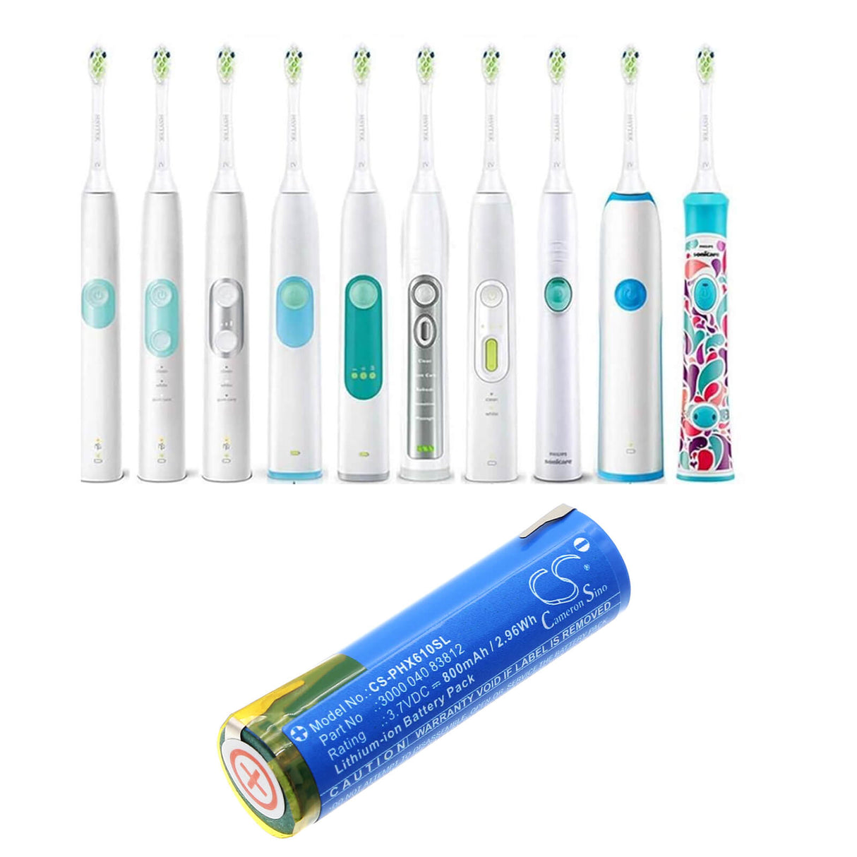 3.7V, Li-ion, 800mAh, Shaver battery fits Oral-b, 10000, 3765, 2.96Wh Shaver Cameron Sino Technology Limited