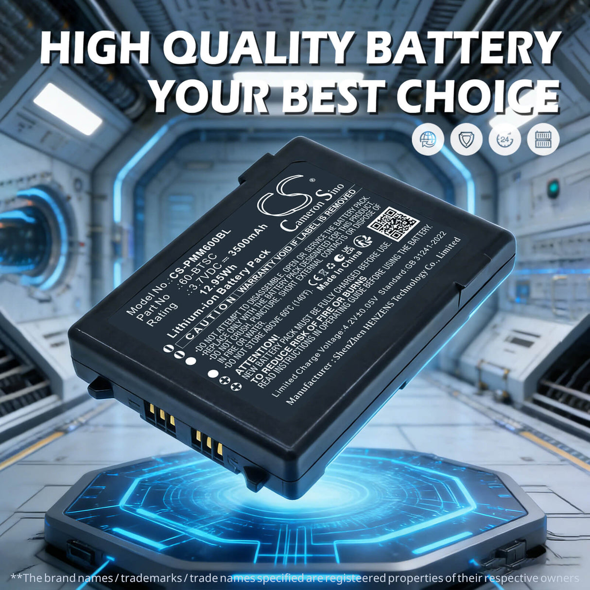 3.7V, Li-ion, 3500mAh, Barcode Scanner battery fits Point Mobile, 60-BTSC, PM60, 12.95Wh Barcode Scanner Cameron Sino Technology Limited