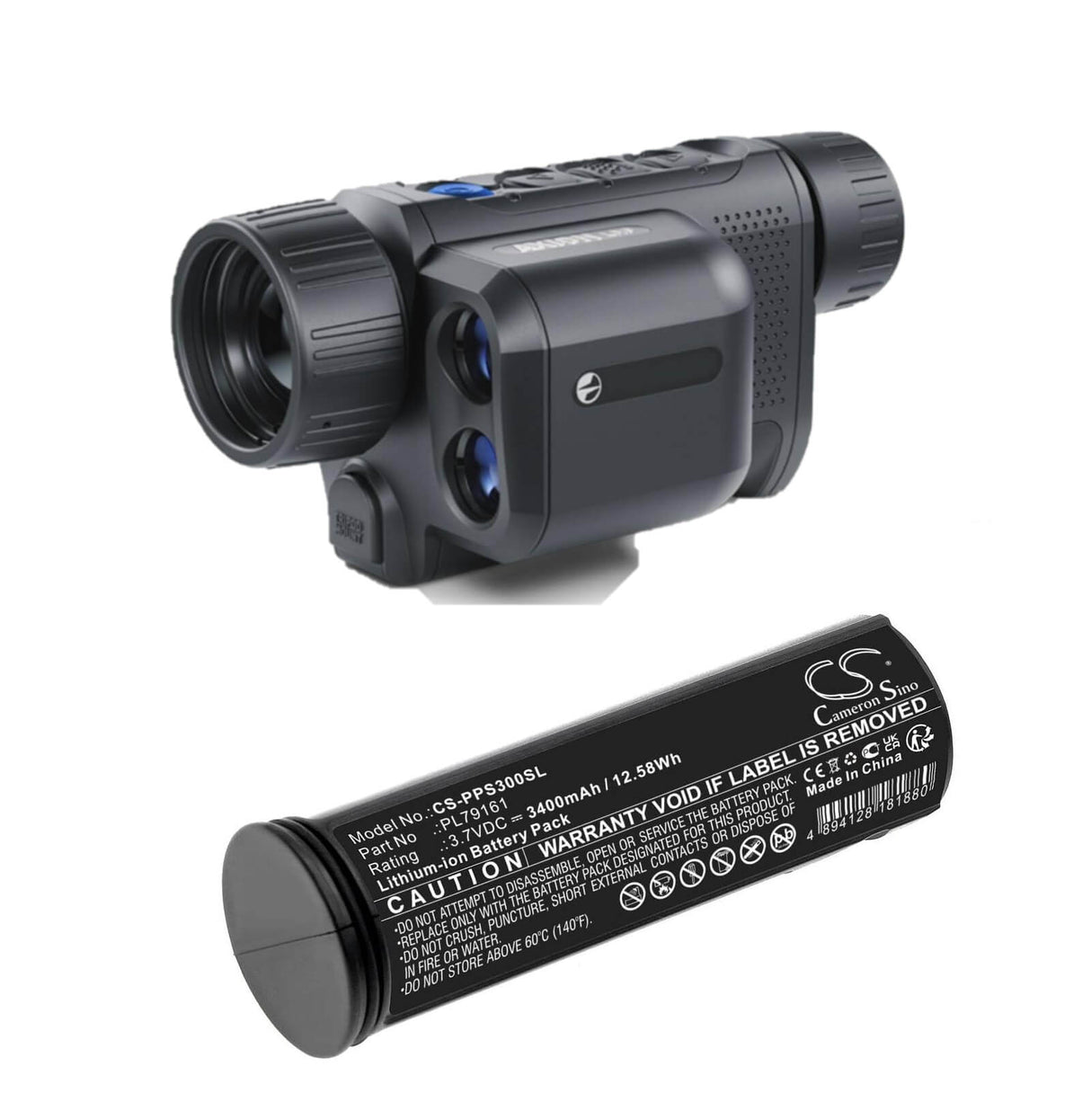 3,7V, Li-ion, 3400mAh, Batterie de télescope compatible avec Pulsar, Aps 3, Axion Xm, Axion Xq, 12,58Wh Télescope Cameron Sino Technology Limited