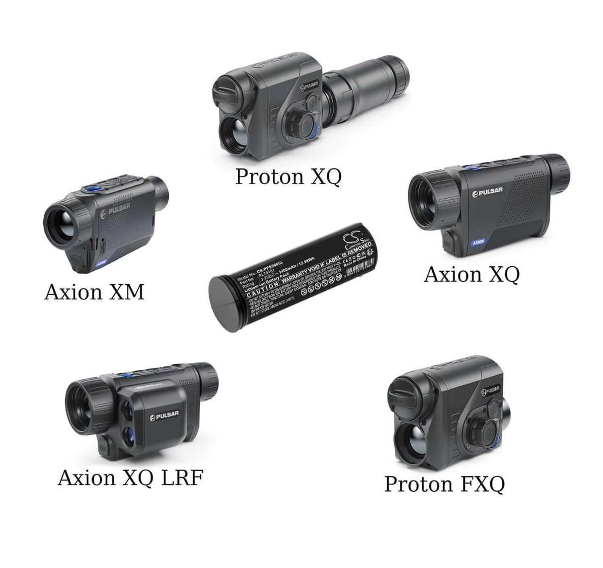 3,7V, Li-ion, 3400mAh, Batterie de télescope compatible avec Pulsar, Aps 3, Axion Xm, Axion Xq, 12,58Wh Télescope Cameron Sino Technology Limited