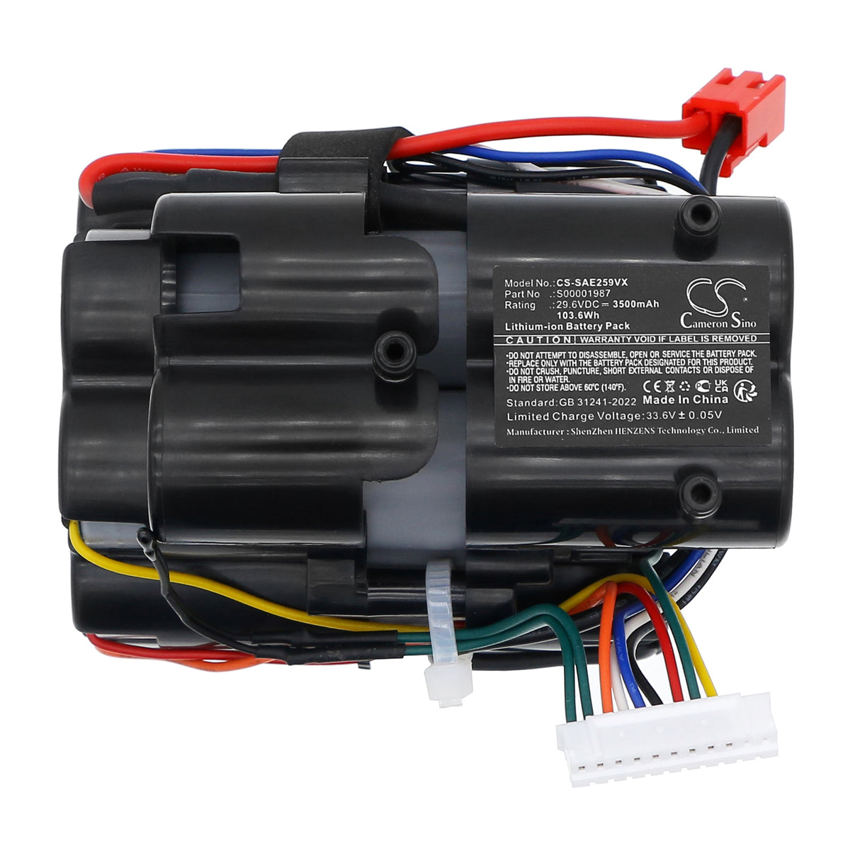 29.6V, Li-ion, 3500mAh, Vacuum battery fits Solac, S00001987, AE2529, AE2529 2JG, 103.6Wh Vacuum Cameron Sino Technology Limited (Dangerous Goods)