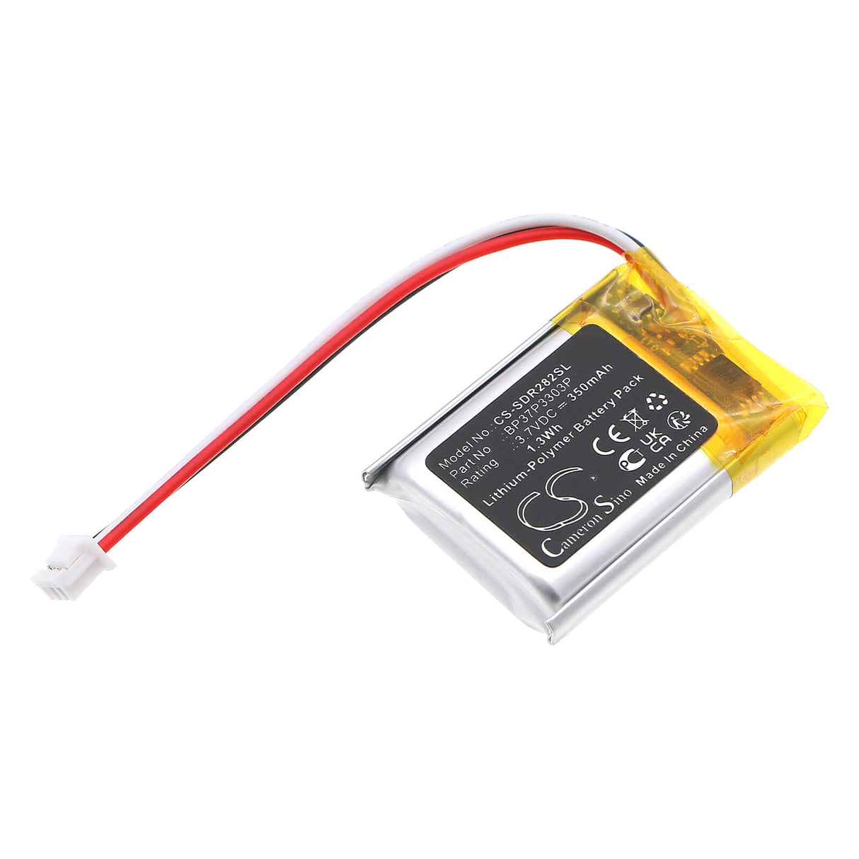 3,7V, Li-Polymère, 350mAh, batterie de collier pour chien compatible avec Dogtra, Bp37p3303p, Récepteur 280c, Récepteur 282c, 1,3Wh Collier pour chien Cameron Sino Technology Limited