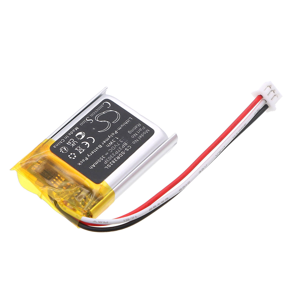 3,7V, Li-Polymère, 350mAh, batterie de collier pour chien compatible avec Dogtra, Bp37p3303p, Récepteur 280c, Récepteur 282c, 1,3Wh Collier pour chien Cameron Sino Technology Limited