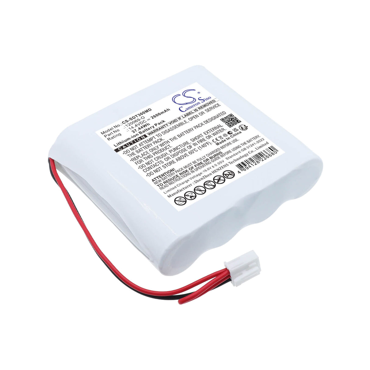 14.4V, Li-ion, 2600mAh, Medical battery fits Spengler, 120069-O, DTS 3000, 37.44Wh Medical Cameron Sino Technology Limited
