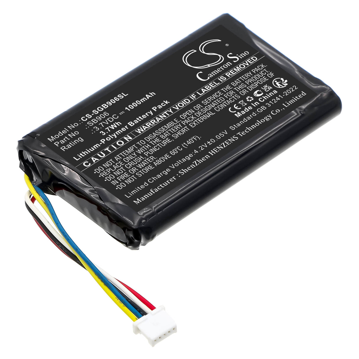 3,7V, Li-Polymer, 1000mAh, Batterie pour émetteurs et récepteurs compatible avec Shure, Mxw1x, Mxw6x, 3,7Wh Émetteurs et récepteur Cameron Sino Technology Limited