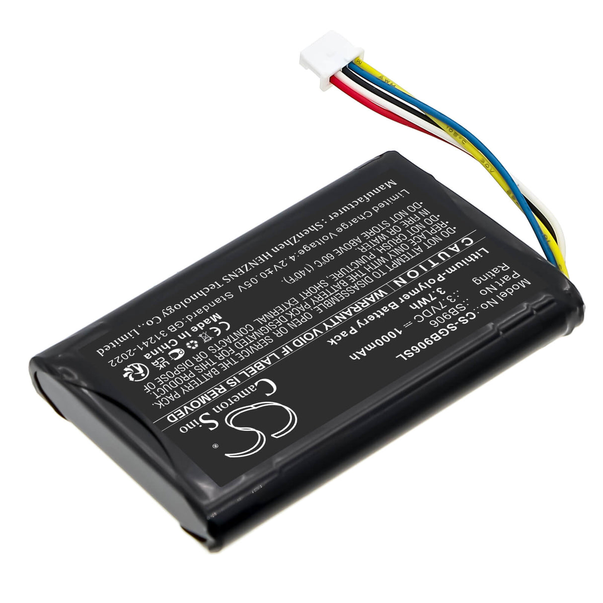3,7V, Li-Polymer, 1000mAh, Batterie pour émetteurs et récepteurs compatible avec Shure, Mxw1x, Mxw6x, 3,7Wh Émetteurs et récepteur Cameron Sino Technology Limited