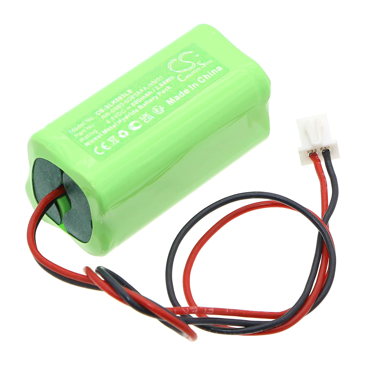 4.8V, Ni-MH, 600mAh, Batterie d'éclairage de secours compatible avec Schrack, Aw-0480-0080aaa-nm01, Nlk1u003sc, Nlk2u003sc, 2.88Wh Éclairage de secours Cameron Sino Technology Limited