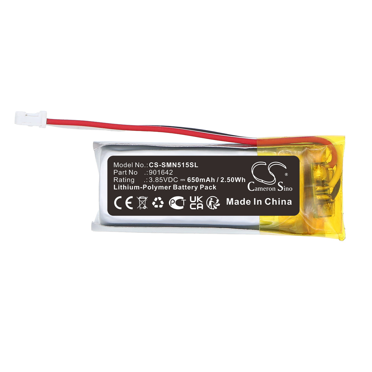 3.85V, Li-Polymer, 650mAh, Smart Home battery fits Somfy, 901642, 515657C, 5121348A, 2.5Wh Smart Home Cameron Sino Technology Limited