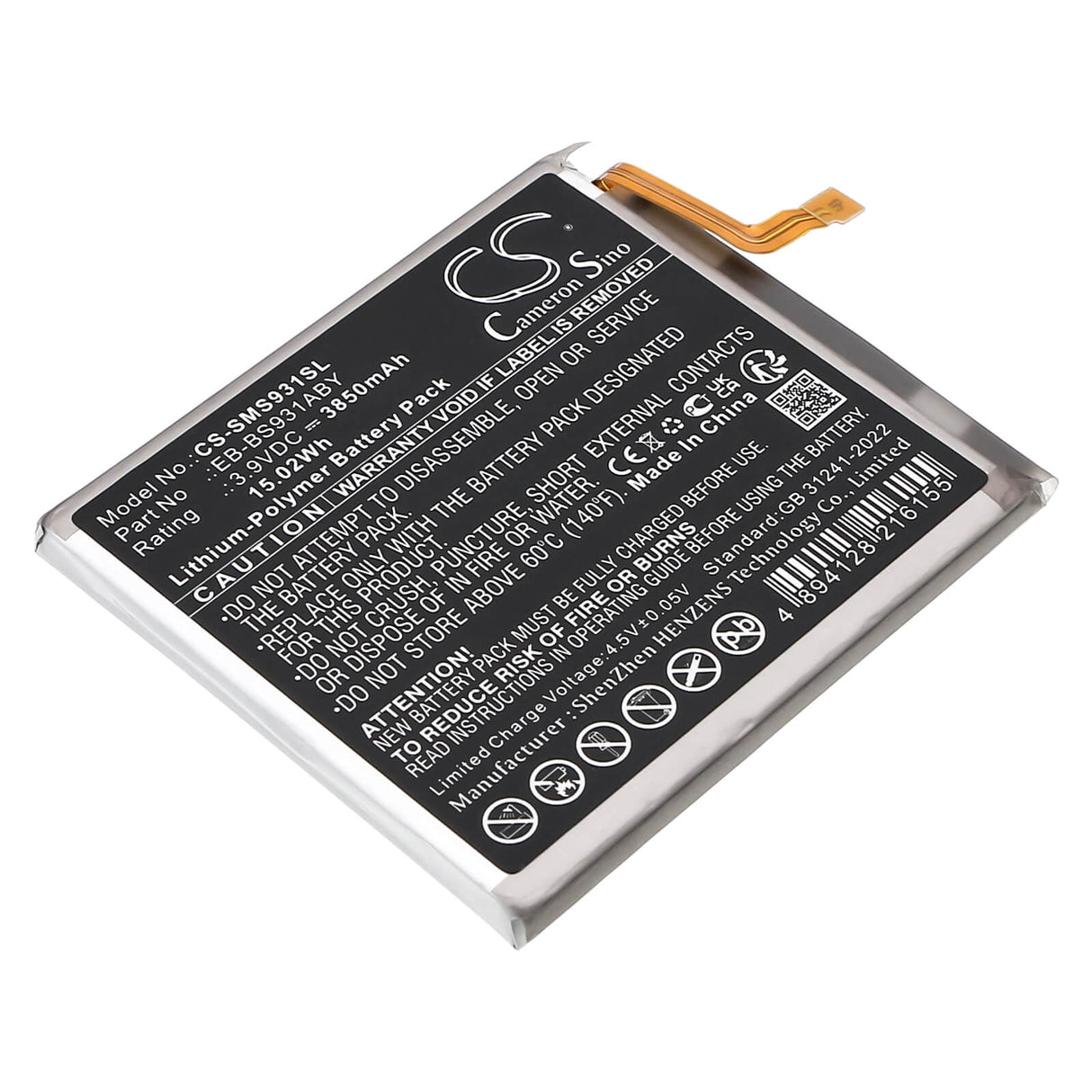 3.9V, Li-Polymer, 3850mAh, Mobile, SmartPhone battery fits Samsung, Eb-bs931aby, Galaxy S25 5g, Sm-s9310, 15.02Wh Mobile, SmartPhone Cameron Sino Technology Limited (Smartphone)