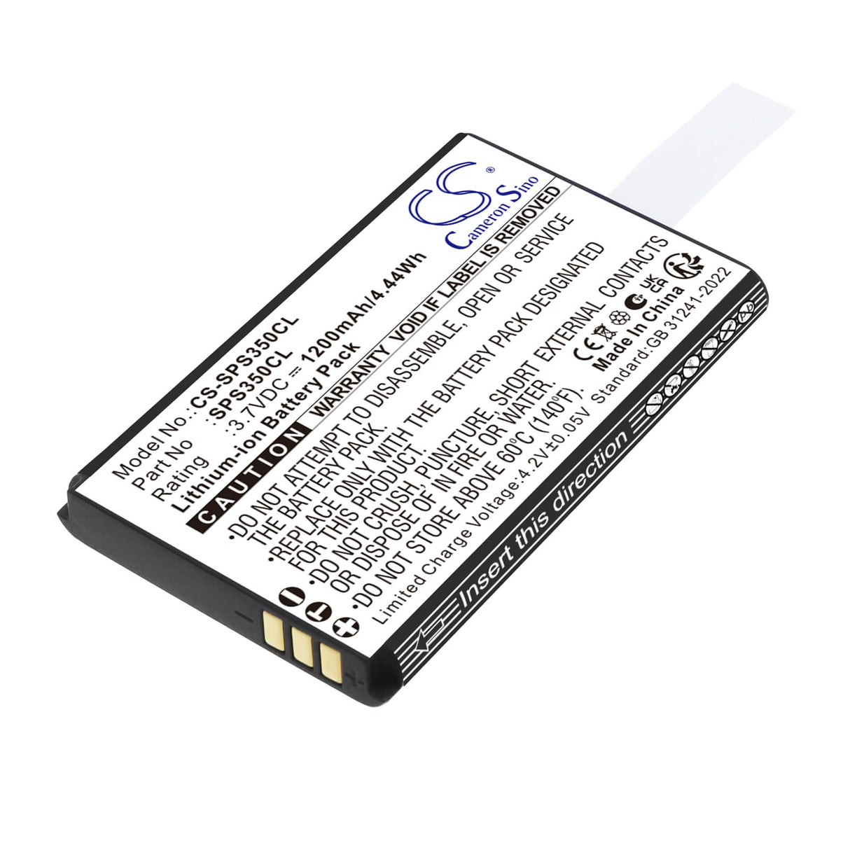 3.7V, Li-ion, 1200mAh, Cordless Phone battery fits SpectraLink, 84743432, S35 DECT Handset, S37 S35 DECT Handset, 4.44Wh Cordless Phone Cameron Sino Technology Limited