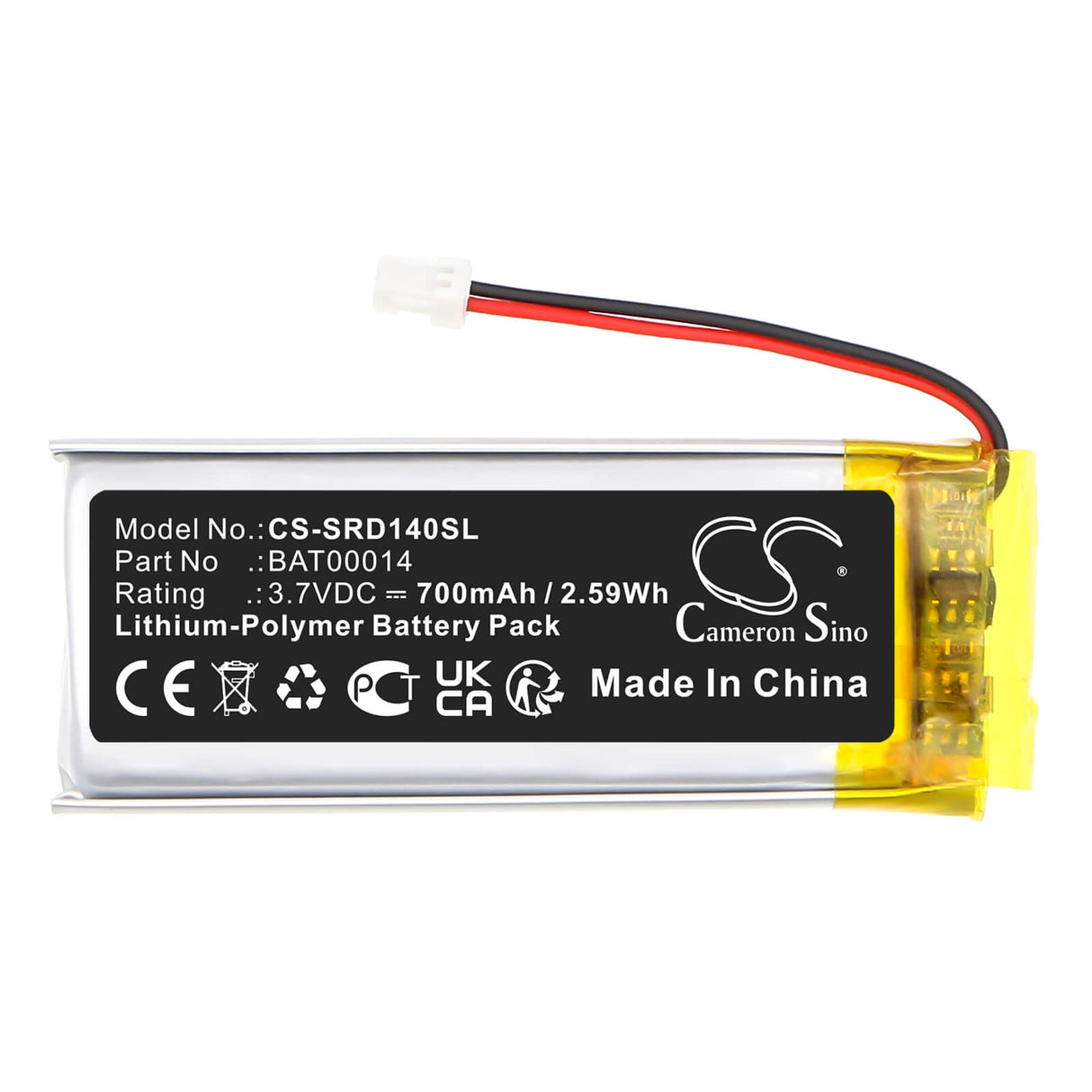 3.7V, Li-Polymer, 700mAh, Wireless Headset battery fits Cardo, Bat00014, Packtalk Edge, 2.59Wh Wireless Headset Cameron Sino Technology Limited