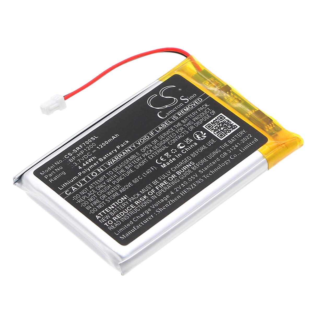 3.7V, Li-Polymer, 1200mAh, Wireless Headset battery fits Sony, Bp-hp1200, Mdr-ds7000, Mdr-rf7000, 4.44Wh Wireless Headset Cameron Sino Technology Limited