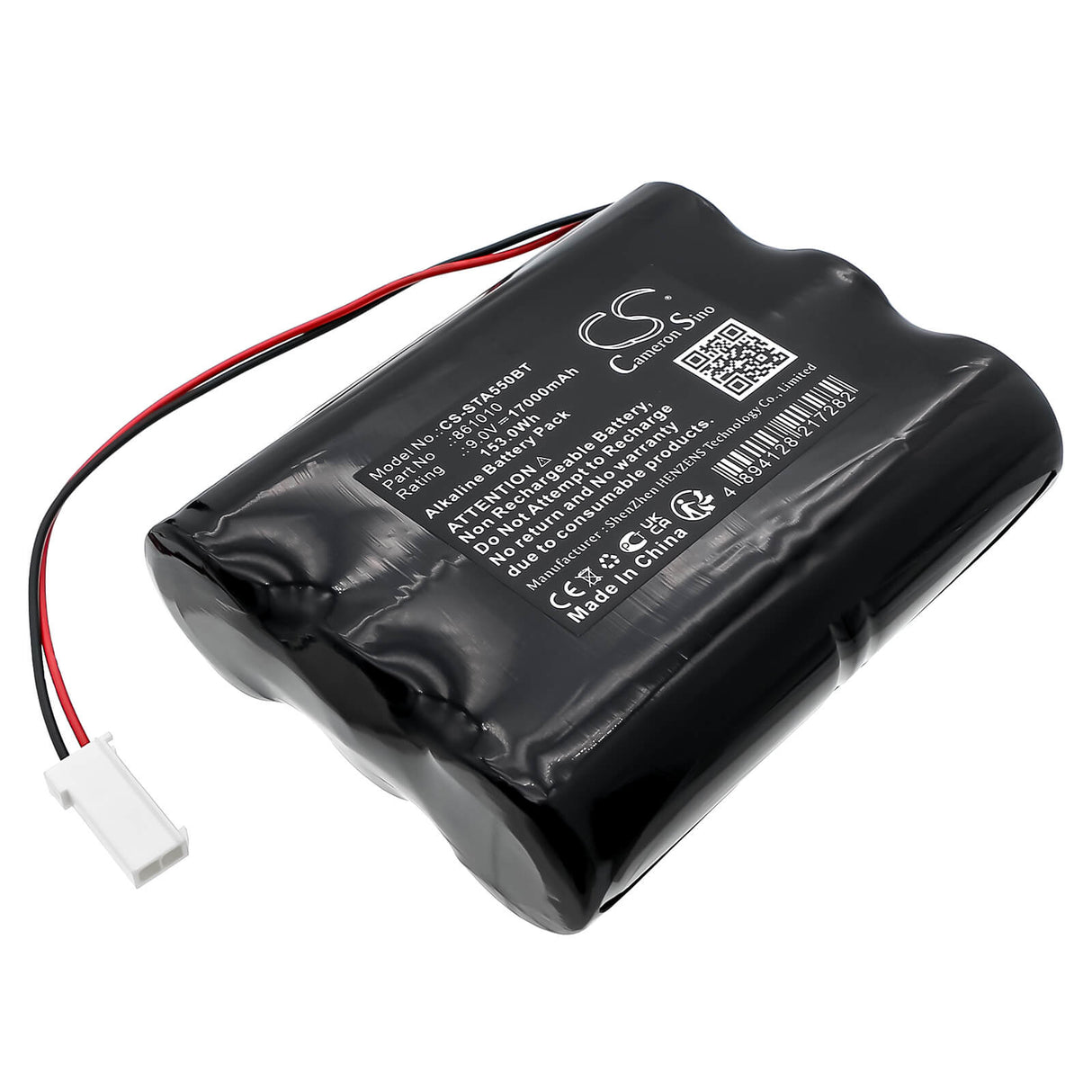 9.0V, Alkaline, 17000mAh, Alarm System battery fits Silentron, 861010, 5501, 5503, 153.0Wh Alarm System Cameron Sino Technology Limited (Dangerous Goods)