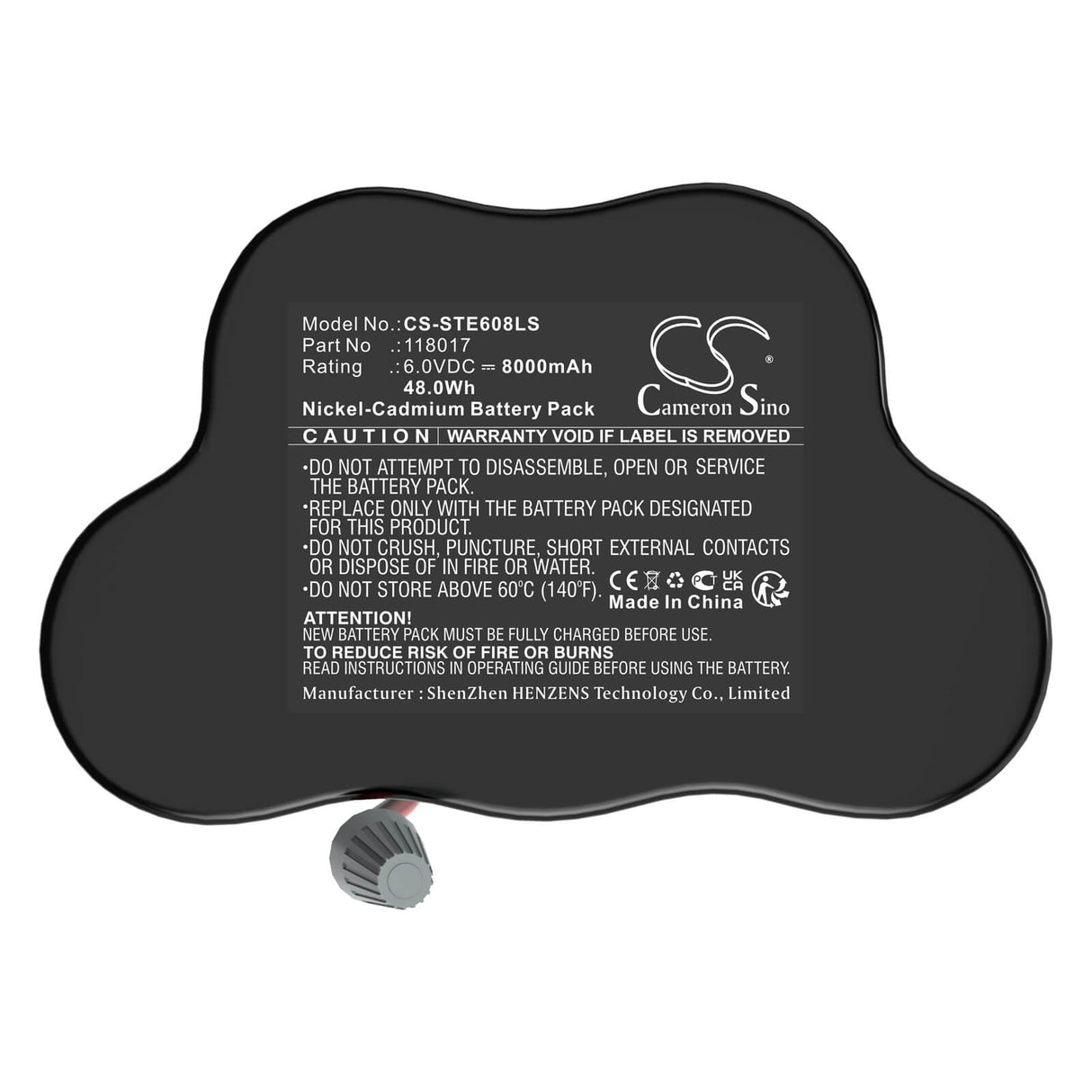 6.0V, Ni-CD, 8000mAh, Batterie d'éclairage de secours compatible avec Stahl, 118017, Ecolux 6608/5, 48.0Wh Éclairage de secours Cameron Sino Technology Limited