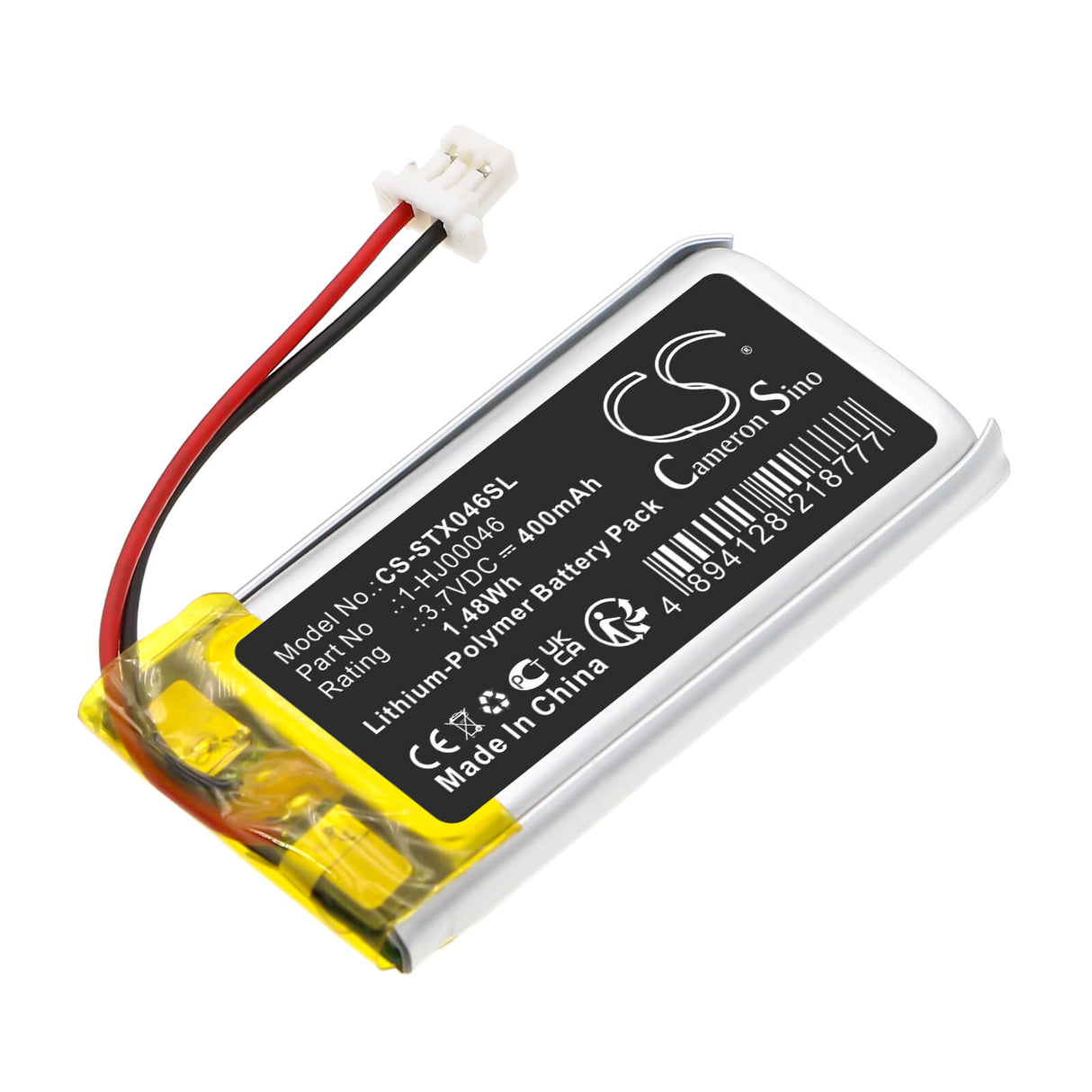 3.7V, Li-Polymer, 400mAh, Wireless Headset battery fits Samson, 1-hj00046, Atx Wireless Transmitter, 1.48Wh Wireless Headset Cameron Sino Technology Limited