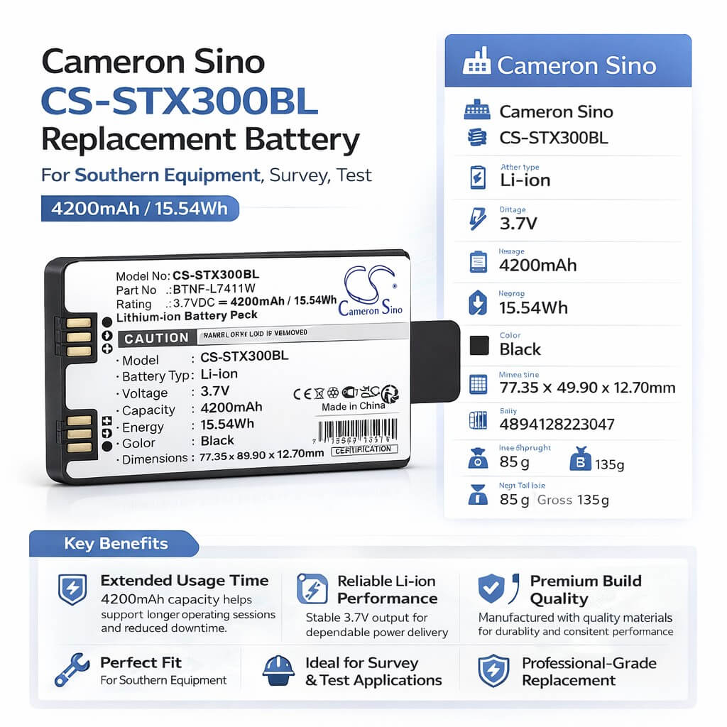 3.7V, Li-ion, 4200mAh, Equipment, Survey, Test battery fits Southern, BTNF-L7411W, Polaris X3 Sanding Reed Handbook, 15.54Wh Equipment, Survey, Test Cameron Sino Technology Limited