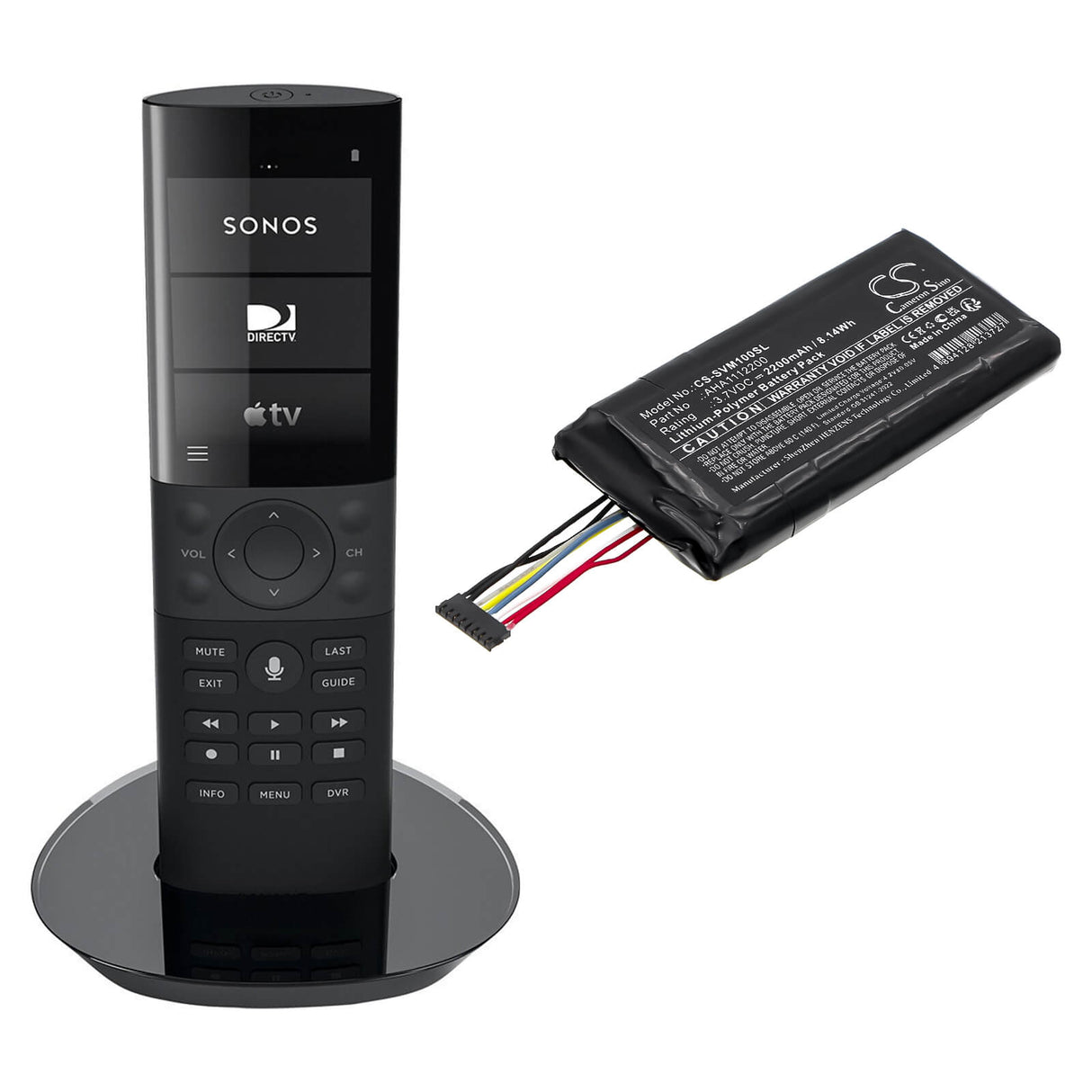 3,7V, Li-Polymère, 2200mAh, Batterie de télécommande compatible avec Savant, Pro Rem-1000 Télécommande à écran tactile, 8,14Wh Télécommande Cameron Sino Technology Limited