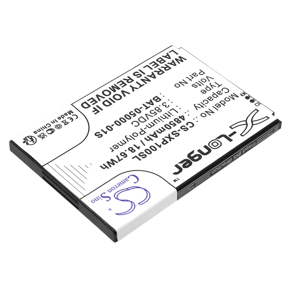 3.85V, Li-Polymer, 4850mAh, SmartPhone battery fits Sonim, Bat-05000-01s, Xp10, Xp9900, 18.67Wh Mobile, SmartPhone Cameron Sino Technology Limited (Smartphone)