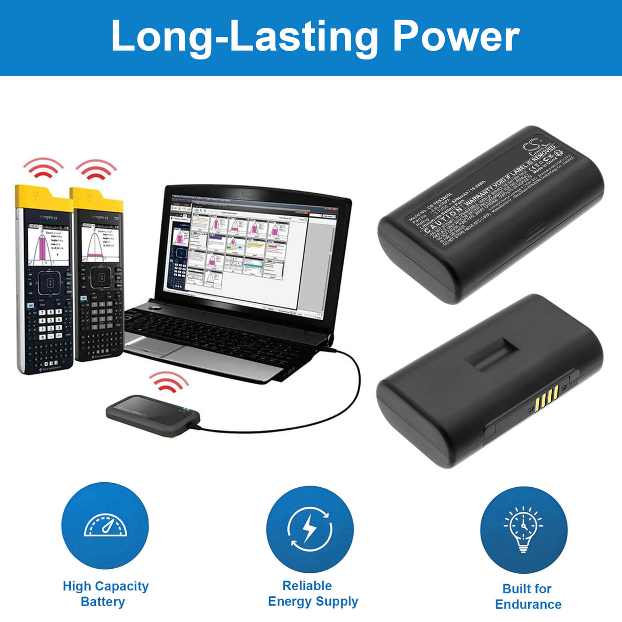 3.7V, Li-ion, 5200mAh, Equipment, Survey, Test battery fits Texas Instruments, 3.6L43BPA, TI-Navigator, 19.24Wh Equipment, Survey, Test Cameron Sino Technology Limited
