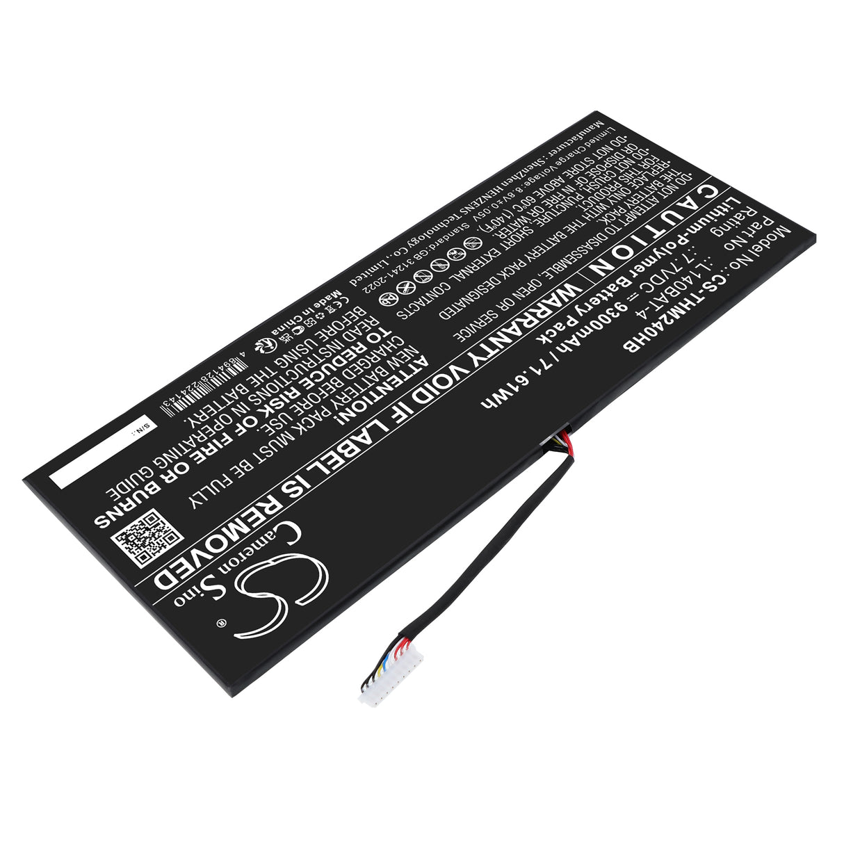 7.7V, Li-Polymer, 9300mAh, Notebook, Laptop battery fits Schenker, L140BAT-4, VIA 14, VIA 14 Late 2020, 71.61Wh Notebook, Laptop Cameron Sino Technology Limited