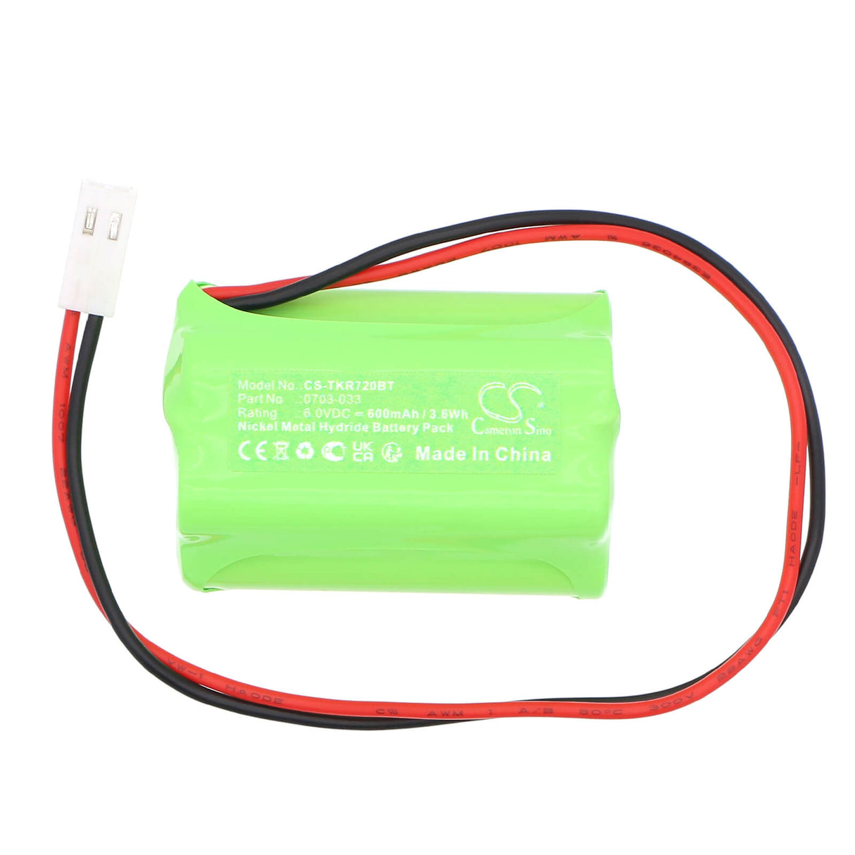 6.0V, Ni-MH, 600mAh, Alarm System battery fits Teknim, 0703-033, 720wr Siren, 3.6Wh Alarm System Cameron Sino Technology Limited