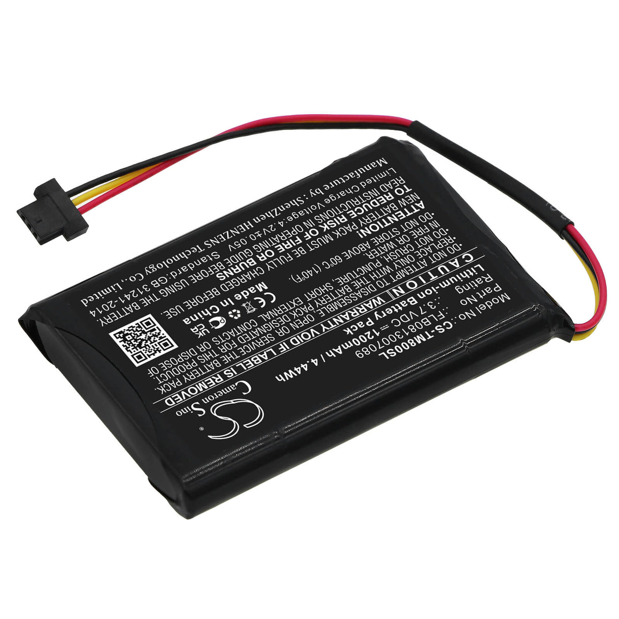 3,7V, Li-ion, 1200mAh, batterie GPS compatible avec Tomtom, Aha11111009, 4fc64 4fd6.001.00, Go 60, 4,44Wh GPS, Navigator Cameron Sino Technology Limited