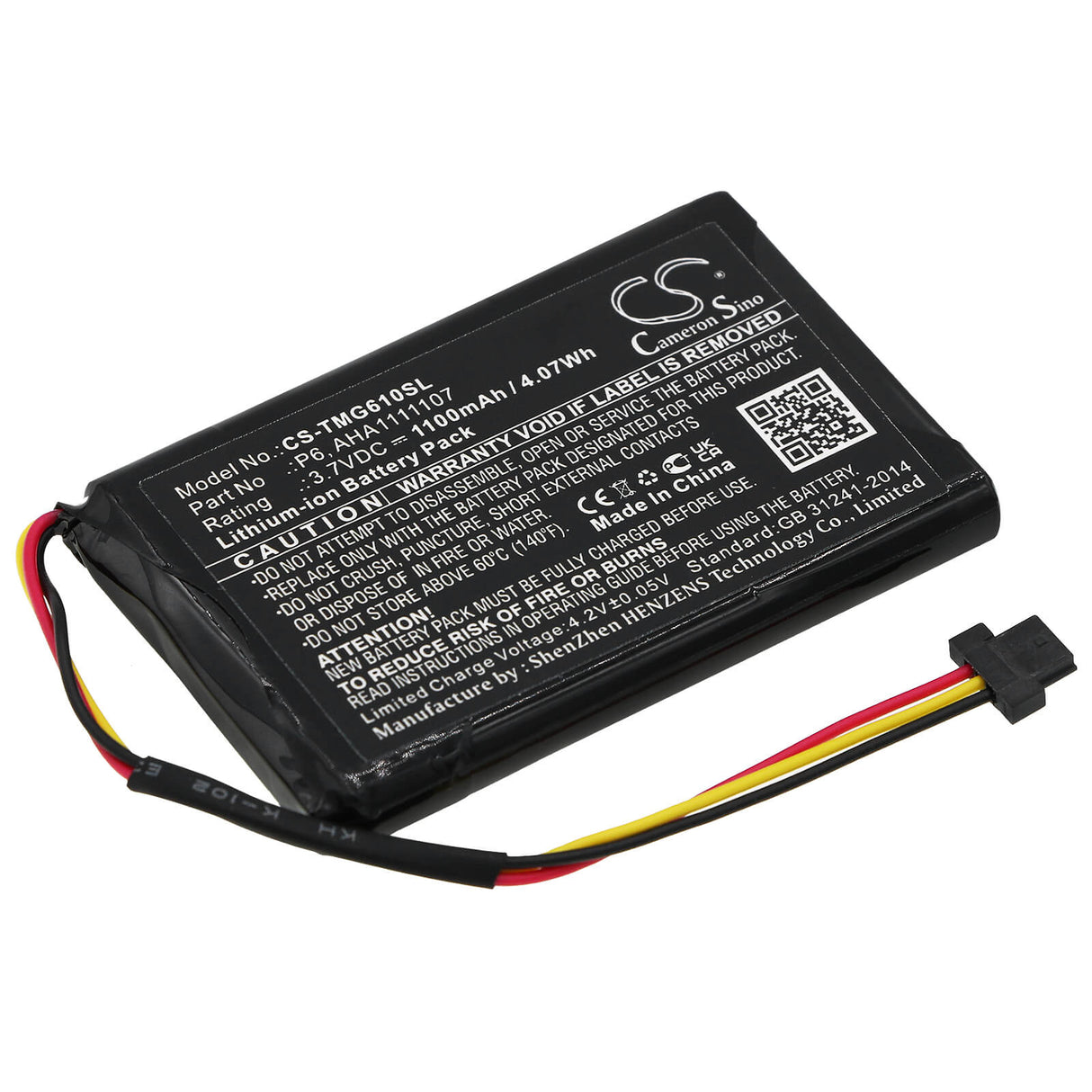 3,7 V, Li-ion, 1100 mAh, batterie GPS compatible avec Tomtom, Aha1111107, 4fa60, Go 610, 4,07 Wh GPS, Navigator Cameron Sino Technology Limited