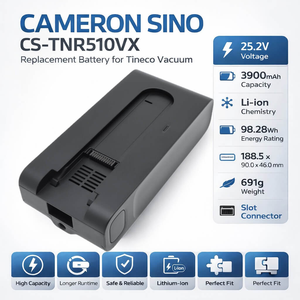 25.2V, Li-ion, 3900mAh, Vacuum battery fits Tineco, ZB2459-7S1P-01A, Pure One Station 5 Pro Go, 98.28Wh Vacuum Cameron Sino Technology Limited