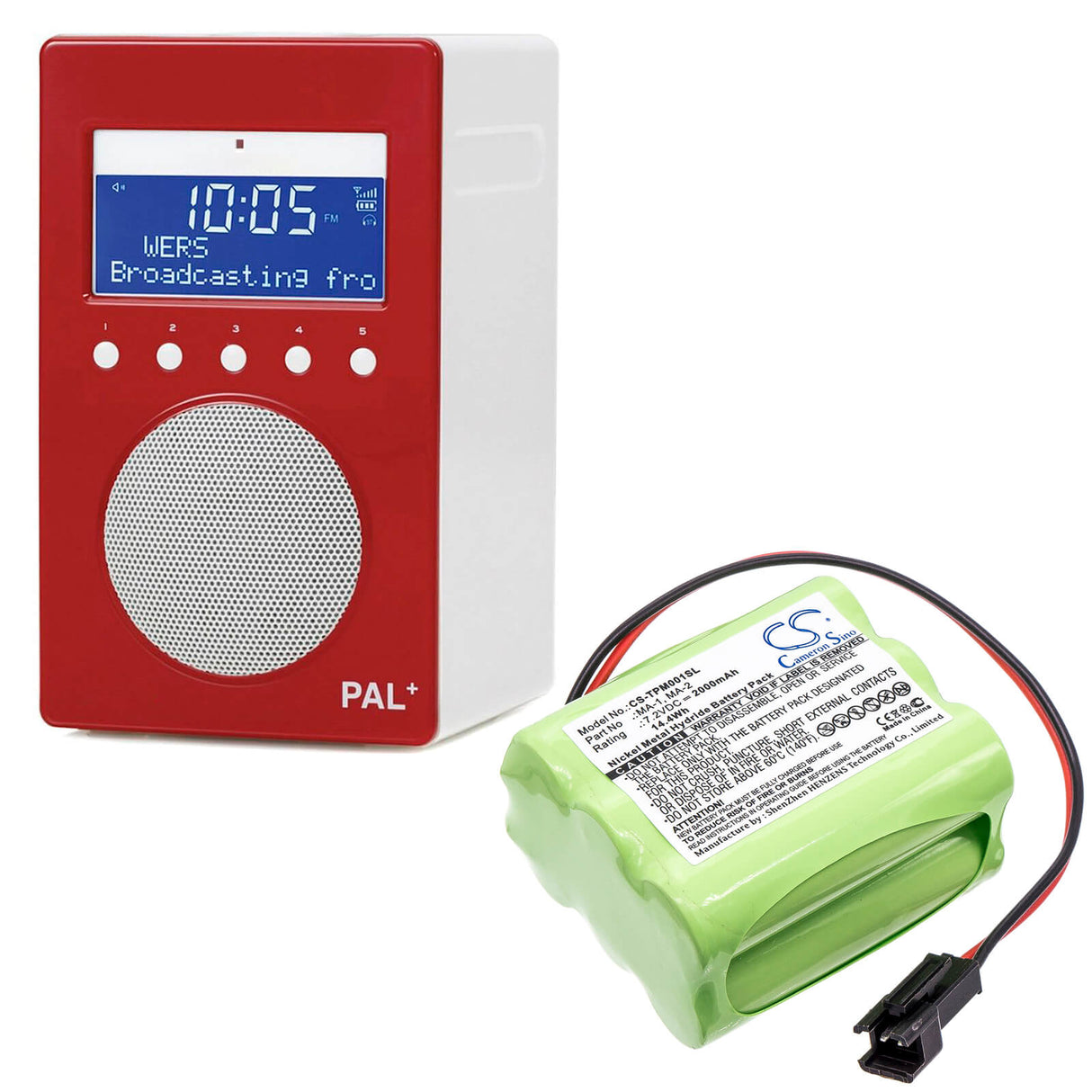 7.2V, Ni-MH, 2000mAh, DAB Digital battery fits Tivoli Audio, Ma-1, Ipal Ma-1, Ipal Ma-2, 14.4Wh DAB Digital Cameron Sino Technology Limited