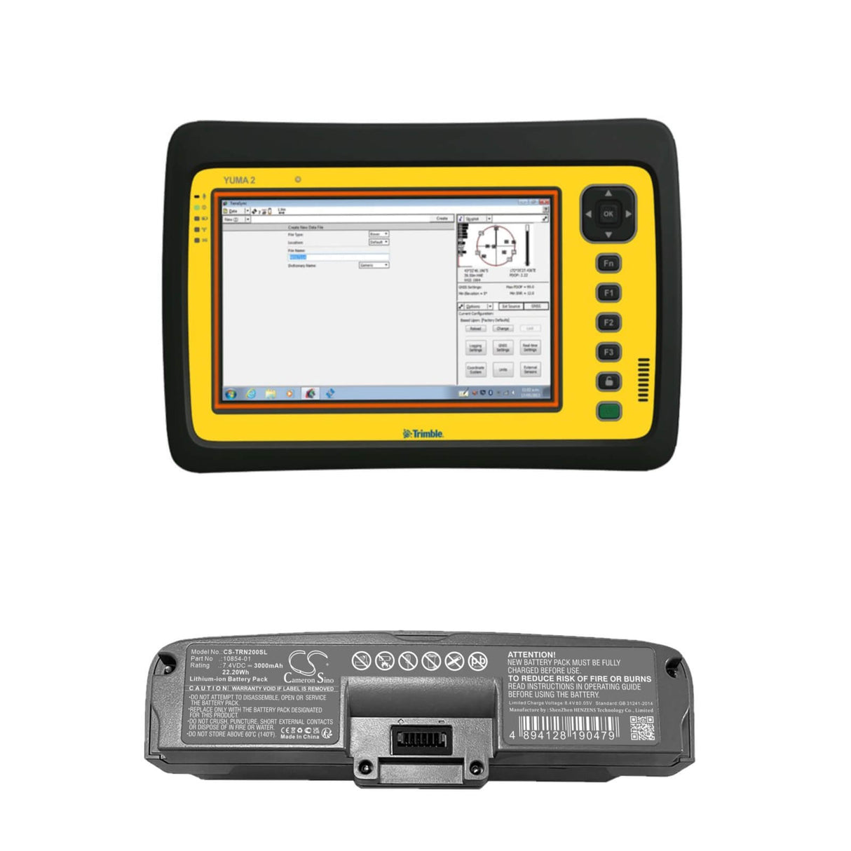 7.4V, Li-ion, 3000mAh, Batterie d'équipement compatible Trimble, 10854-01, Yuma 2, Yuma ii, 22.2Wh Équipement, Enquête, Test Cameron Sino Technology Limited