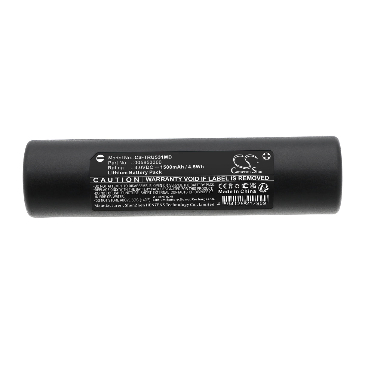 3.0V, Lithium, 1500mAh, Medical battery fits Truphatek, 5853300, Laryngoscope Tru-mr 5310m, 4.5Wh Medical Cameron Sino Technology Limited (Medical)