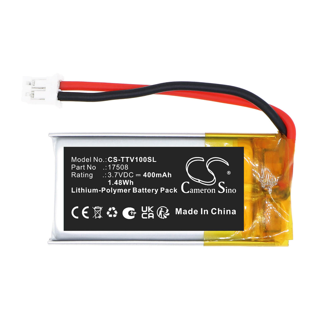 3.7V, Li-Polymer, 400mAh, Equipment, Survey, Test battery fits Tristartester, 17508, SMP-TT2, V1, 1.48Wh Equipment, Survey, Test Cameron Sino Technology Limited