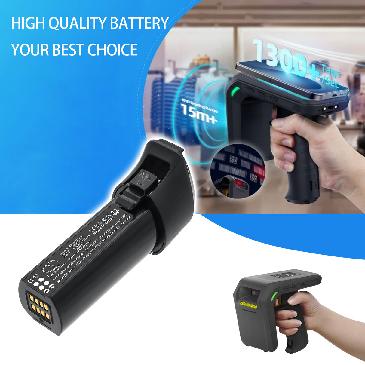 3.7V, Li-ion, 4900mAh, Barcode Scanner battery fits Urovo, NB49RFG91, RFG91, RFG91 UHF-RFID, 18.13Wh Barcode Scanner Cameron Sino Technology Limited