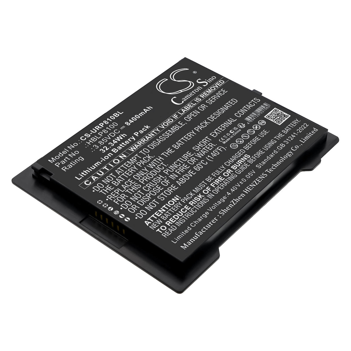 3.85V, Li-ion, 8400mAh, Barcode Scanner battery fits Urovo, HBLP8100, P8100, 32.34Wh Barcode Scanner Cameron Sino Technology Limited