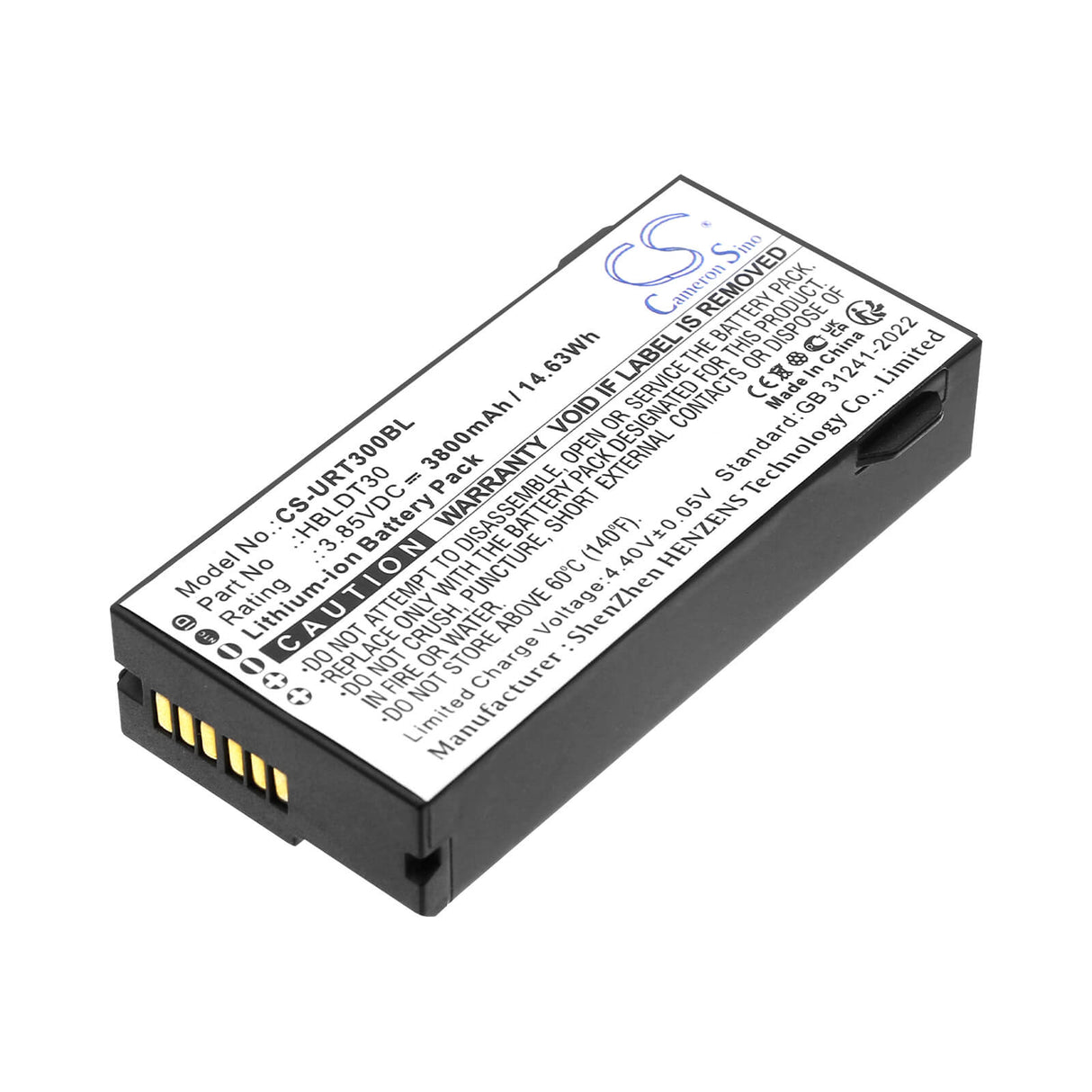 3,85V, Li-ion, 3800mAh, Batterie de scanner de codes-barres pour Urovo, HBLDT30, DT30, 14,63Wh Scanner de codes-barres Cameron Sino Technology Limited