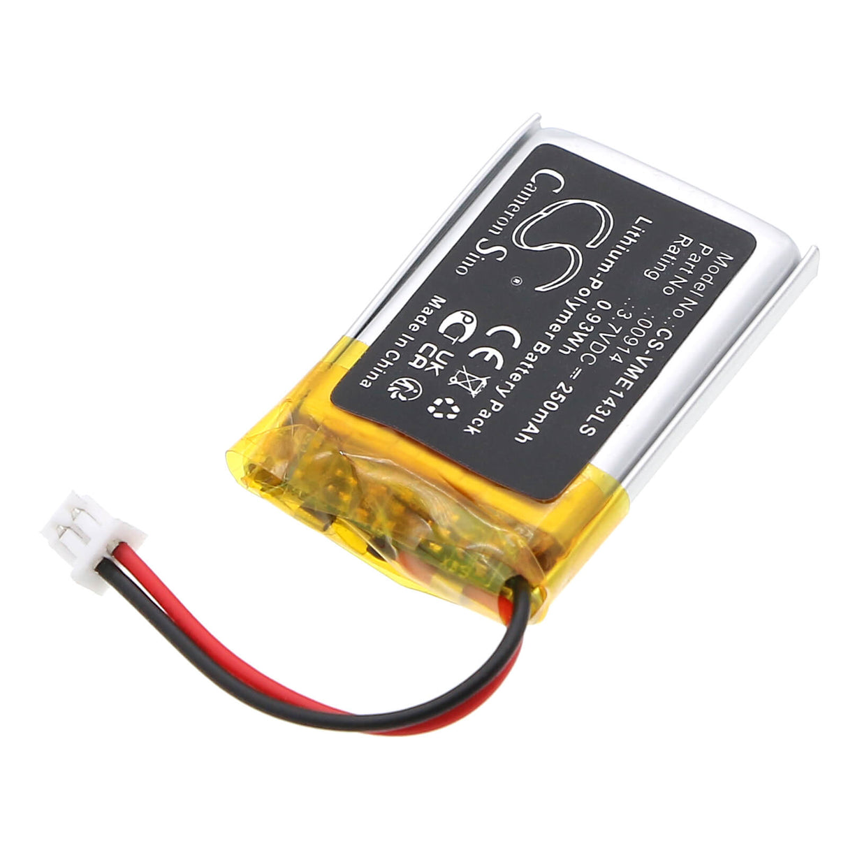 3,7V, Li-Polymer, 250mAh, batterie d'éclairage d'urgence compatible avec Vimar, 914, 14397, 19397, 0,93Wh Éclairage d'urgence Cameron Sino Technology Limited