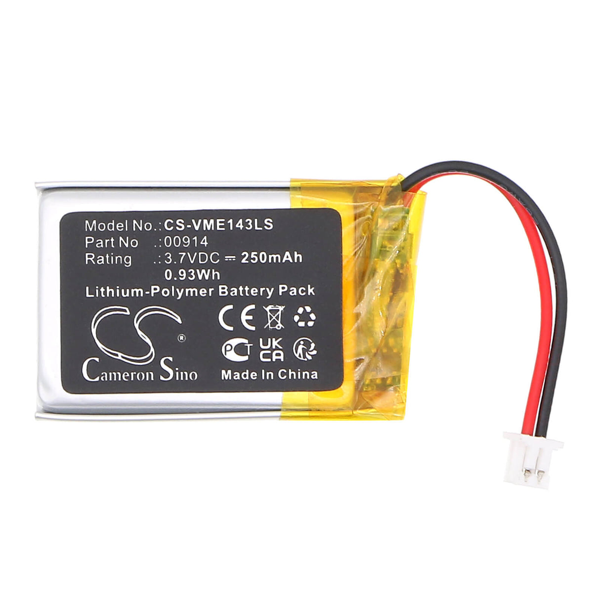 3,7V, Li-Polymer, 250mAh, batterie d'éclairage d'urgence compatible avec Vimar, 914, 14397, 19397, 0,93Wh Éclairage d'urgence Cameron Sino Technology Limited