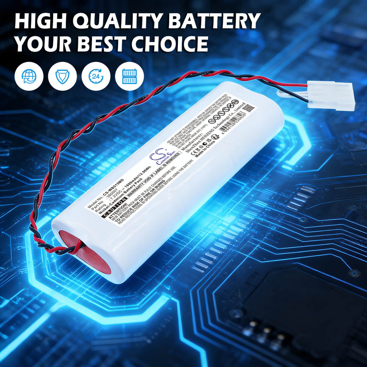 7.2V, Ni-CD, 1800mAh, Medical battery fits Welch-Allyn, 360002-20009, 5152, 5702, 12.96Wh Medical Cameron Sino Technology Limited