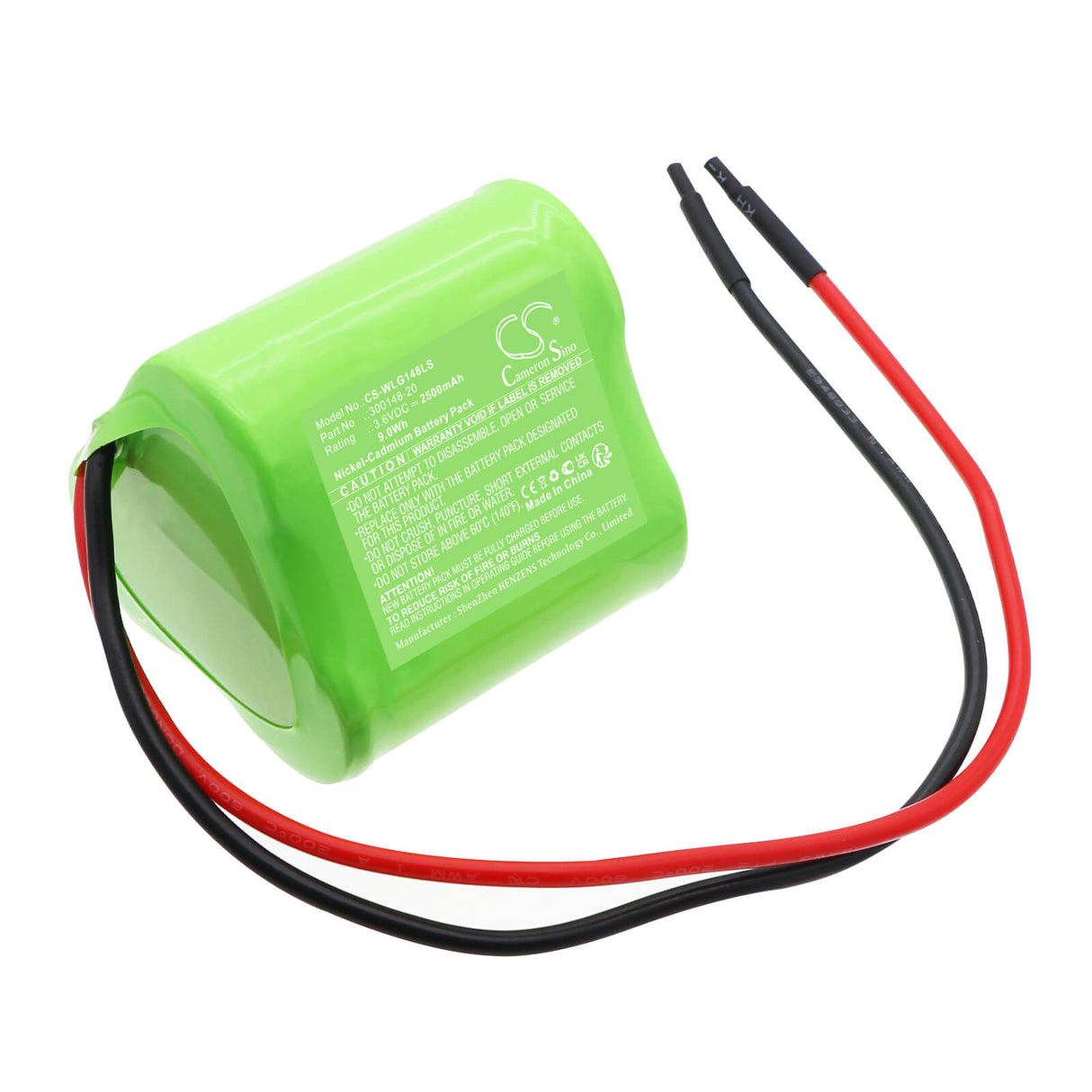 3.6V, Ni-CD, 2500mAh, Batterie d'éclairage de secours compatible avec Willing, 300148-20, Wi201575 VTC, 9.0Wh Éclairage de secours Cameron Sino Technology Limited