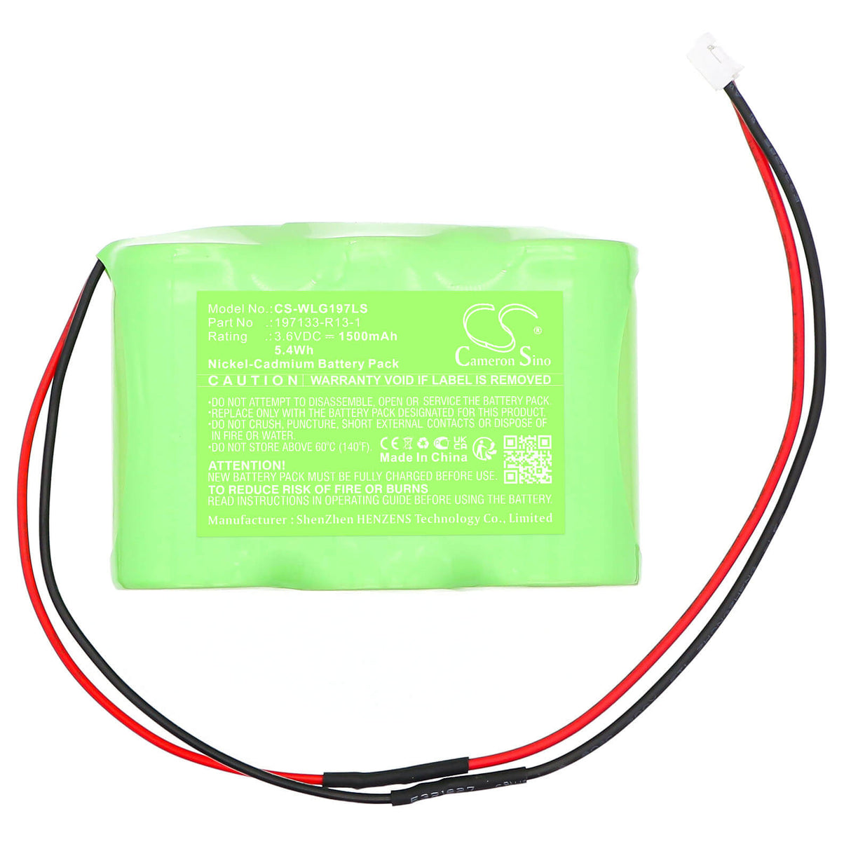 3,6V, Ni-CD, 1500mAh, batterie d'éclairage de secours compatible avec Willing, 197133-R13-1, Wi200552 3 VTCS, 5,4Wh Éclairage de secours Cameron Sino Technology Limited