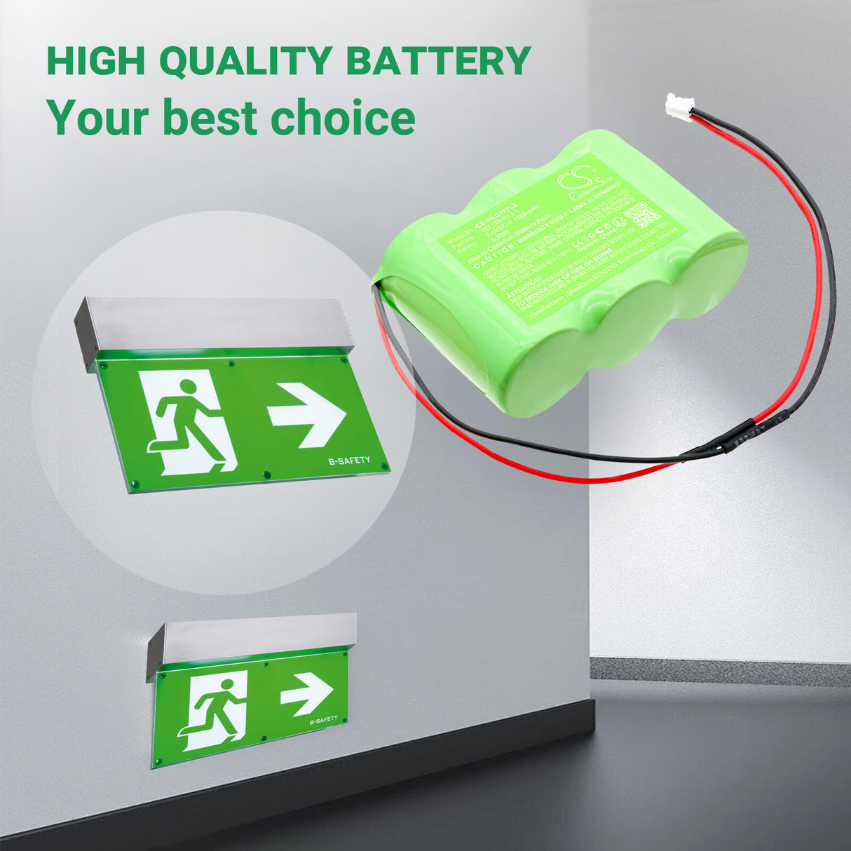 3,6V, Ni-CD, 1500mAh, batterie d'éclairage de secours compatible avec Willing, 197133-R13-1, Wi200552 3 VTCS, 5,4Wh Éclairage de secours Cameron Sino Technology Limited