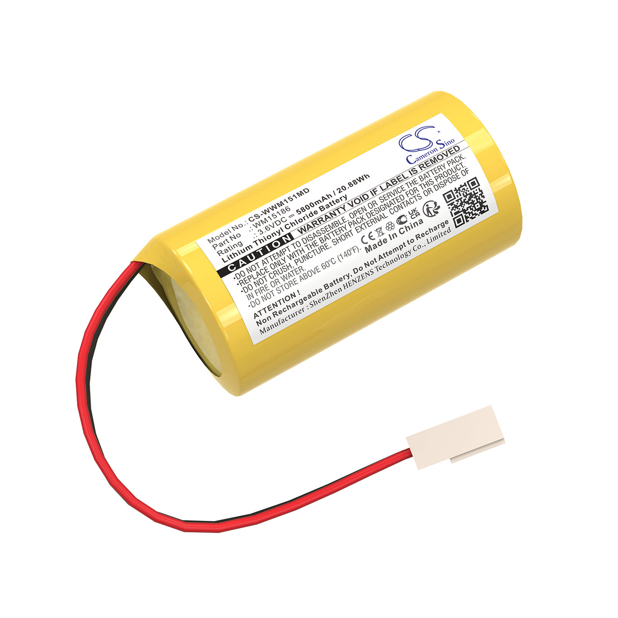 3,6V, Li-SOCl2, 5800mAh, Batterie médicale compatible avec Weinmann, 88888696, MEDUMAT, 20,88Wh Médical Cameron Sino Technology Limited (Médical)