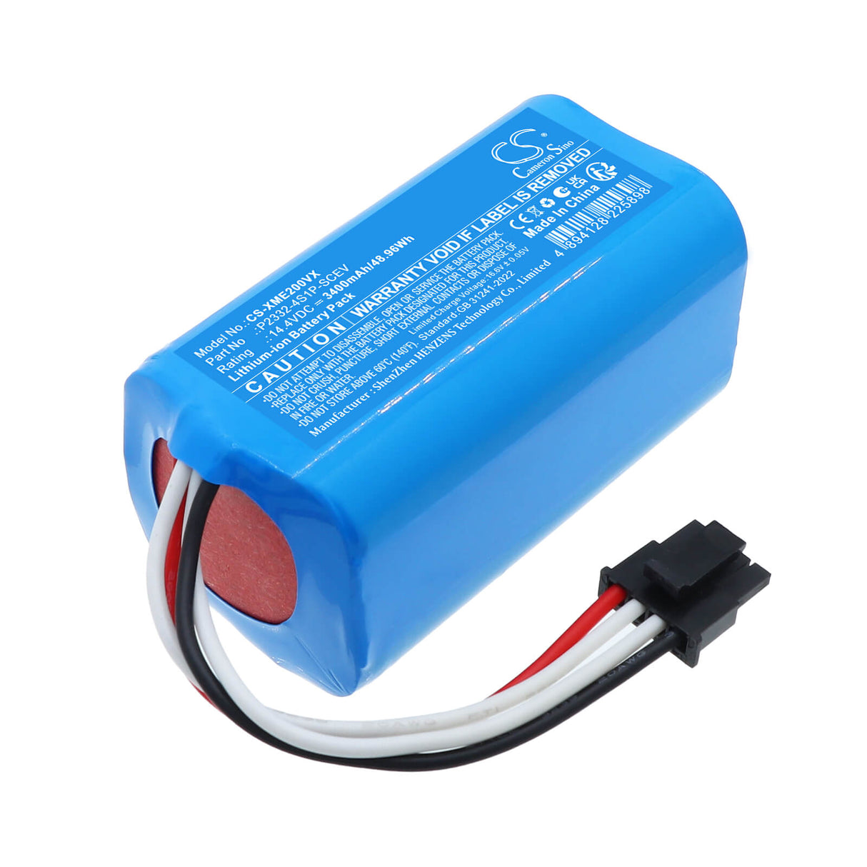 14.4V, Li-ion, 3400mAh, Vacuum battery fits Xiaomi, P2332-4S1P-SCEV, BHR8629EU, BHR8629EU, 48.96Wh Vacuum Cameron Sino Technology Limited