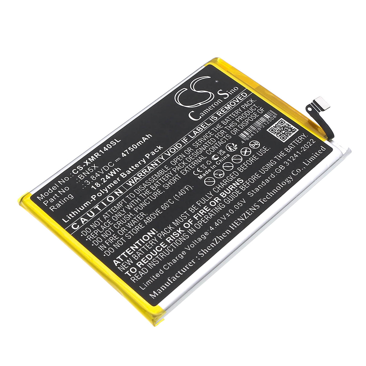3,84V, Li-Polymer, 5050mAh, Mobile, Batterie de smartphone compatible Xiaomi, 2409brn2ca, 2409brn2cc, 19,39Wh Mobile, Smartphone Cameron Sino Technology Limited (Smartphone)