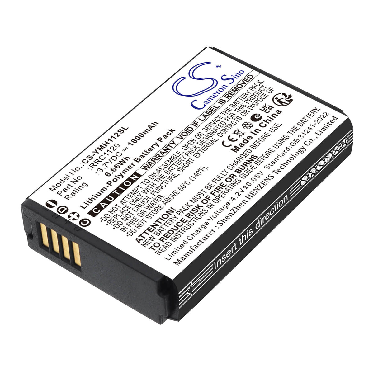 3.7V, Li-Polymer, 1800mAh, Communication & Conferencing battery fits Yamaha, RRC1120, RM-WGL, RM-WGL Wireless Directional Tabletop Microphone, 6.66Wh Communication & Conferencing Cameron Sino Technology Limited