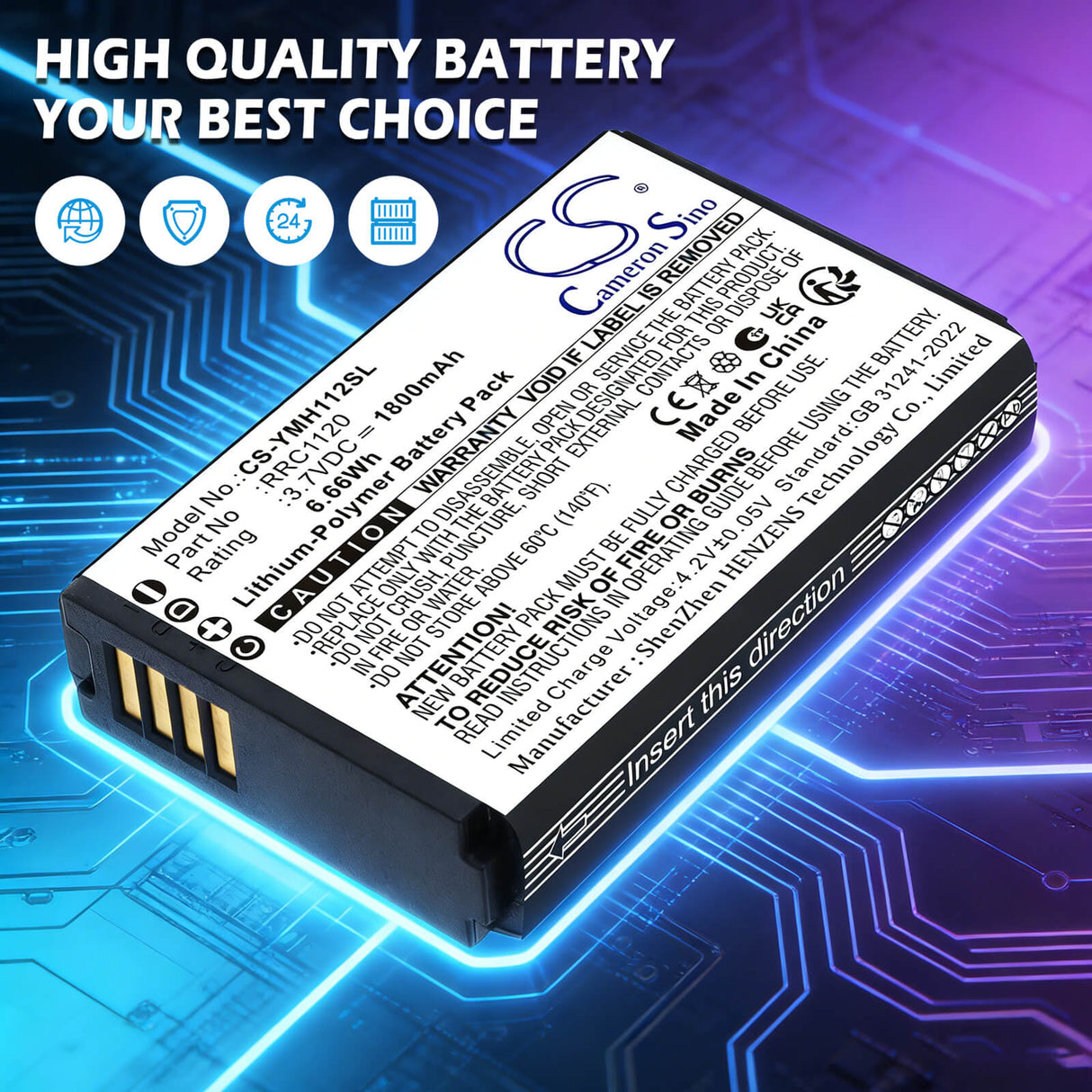 3.7V, Li-Polymer, 1800mAh, Communication & Conferencing battery fits Yamaha, RRC1120, RM-WGL, RM-WGL Wireless Directional Tabletop Microphone, 6.66Wh Communication & Conferencing Cameron Sino Technology Limited