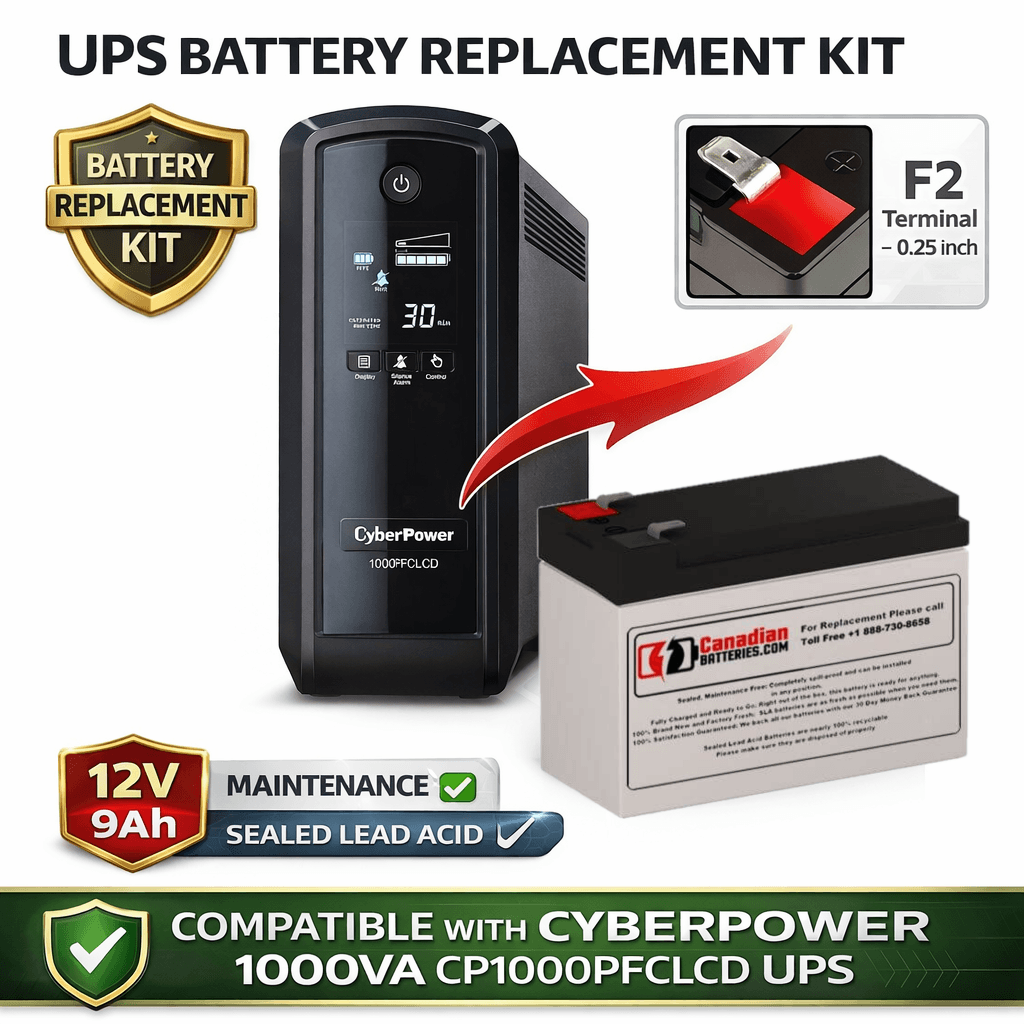 UPS Battery For Cyberpower 1000VA Cp1000pfclcd UPS, 1 X 12v, 9ah - 108wh UPS Batteries CB Range